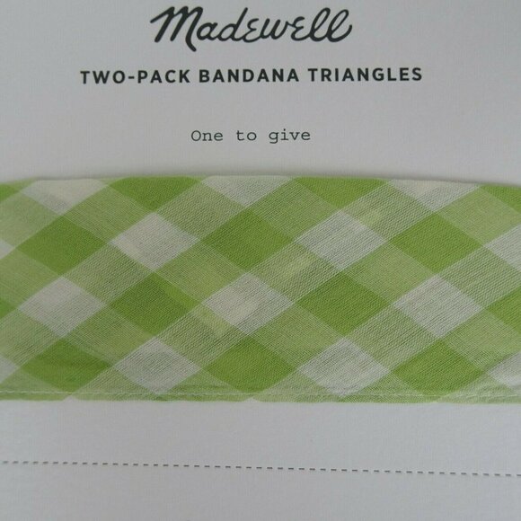 New Madewell Triangle Bandanas 2-Pack Gingham Plaid Scarves Bohemian - Picture 6 of 9